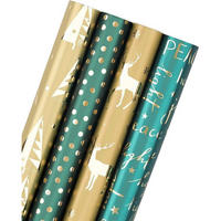 GESCHENKPAPIER 4 Rollen Gold & Grün 76 cm x 305 cm - Multicolor, Papier (4/76/15cm)