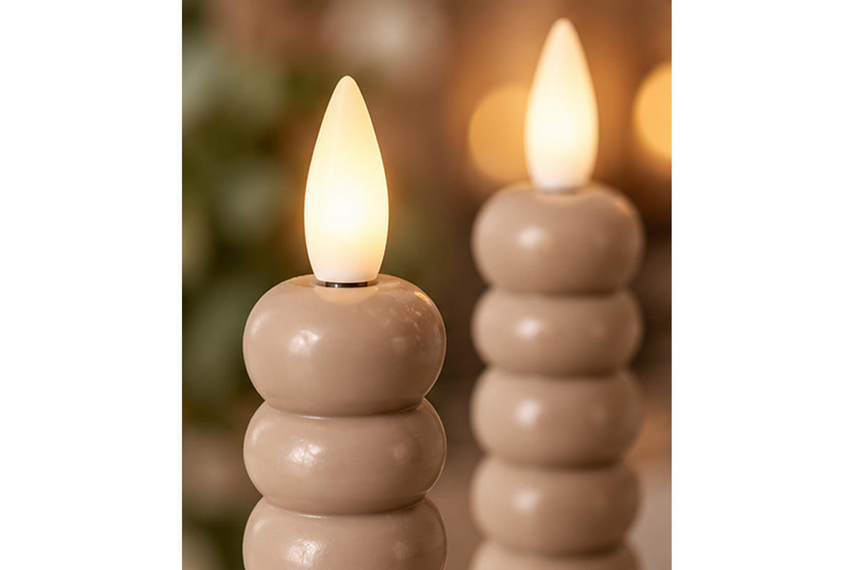 LED-KERZENSET Ø2,2x22 cm, Beige - Beige, Naturmaterialien (2.2/2.2/22cm) - dasmöbelwerk