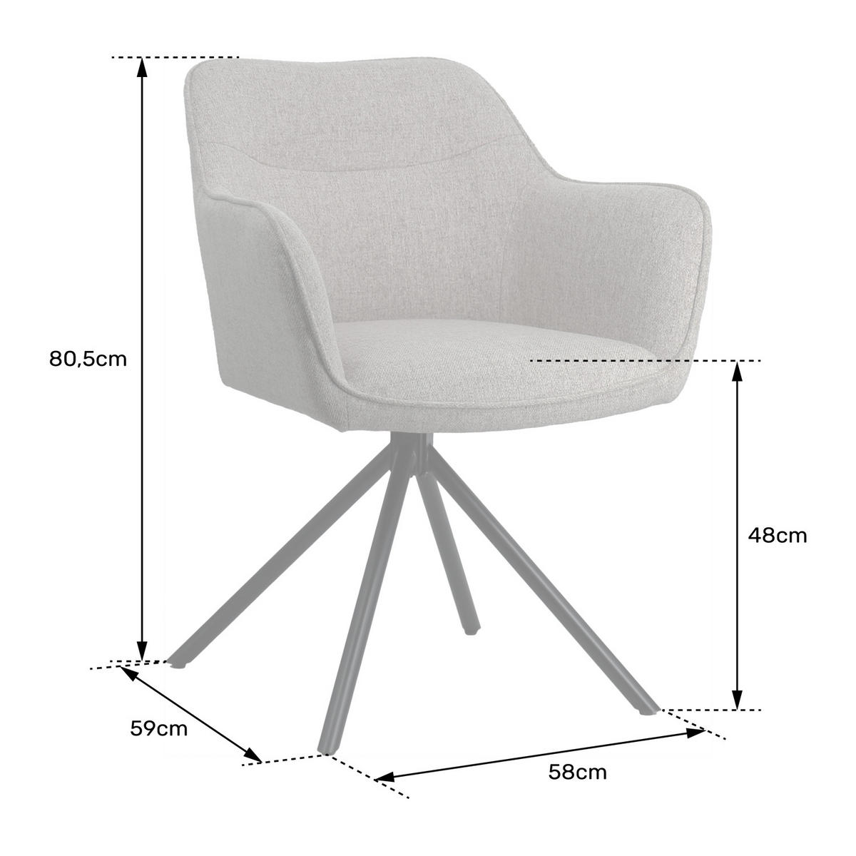 STÜHLE Danna Grau 2er-Set - Grau, Textil (58/80.5/59cm) - Happy Garden