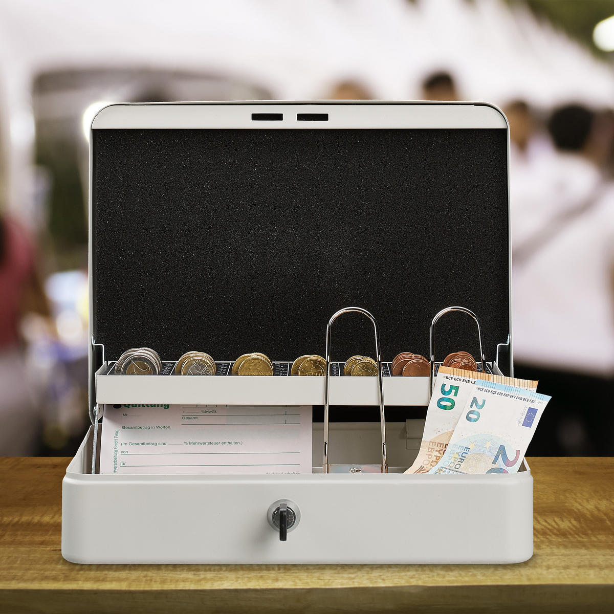 GELDKASSETTE Euro-Münzzählbrett - Weiß, Kunststoff/Metall (30.5/8.5/24.5cm) - Relaxdays