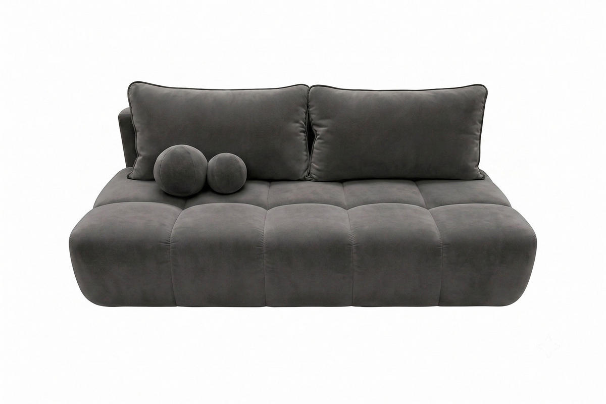 POHOVKA S funkcí spaní A úložným prostorem, sametová látka Bluvel, Popelavě šedá, COCO - světle šedá, dřevo (205/97/105cm) - Kaiser Möbel