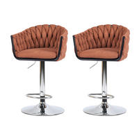 BARHOCKER 2er-Set, Stoff, höhenverstellbar 87-108cm, orange - Chromfarben/Orange, Metall (53/108/50cm) - Urban Meuble