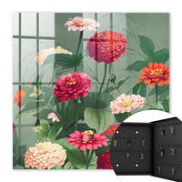SCHLÜSSELBOX Schwarz 30x30 cm- Türöffnung nach rechts - Blühender Garten - Grün, Metall (30/30/5cm) - TULUP