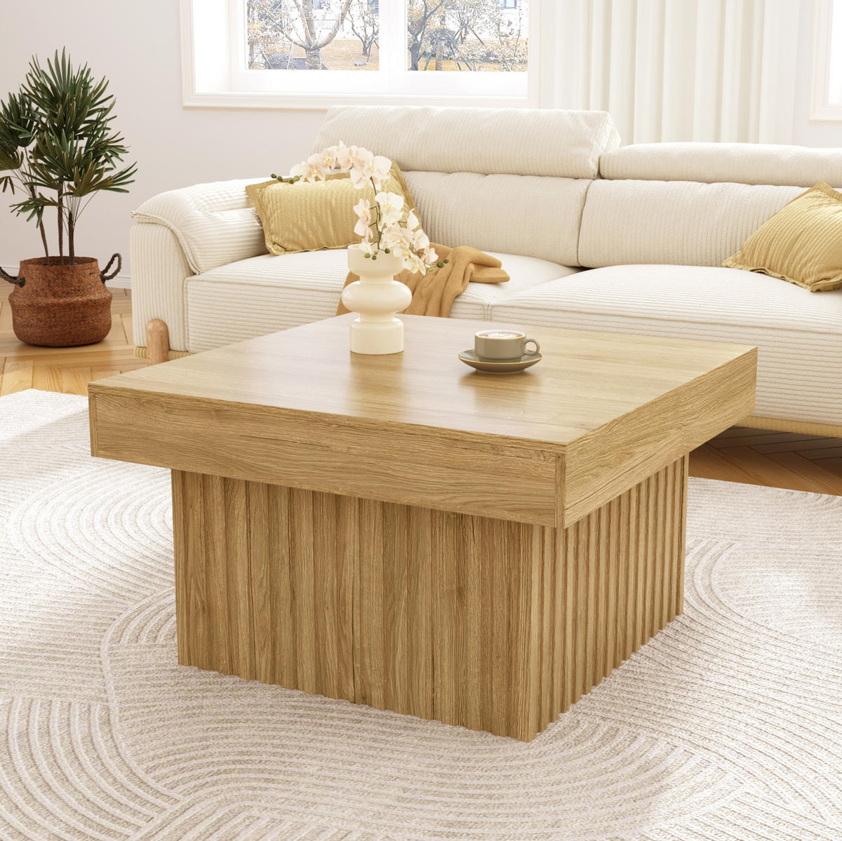 COUCHTISCH 79/79/46 cm in Natur aus MDF und Spanplatte–pflegeleicht und platzsparend - Naturfarben, Holzwerkstoff (79/79/46cm) - Flora Grace