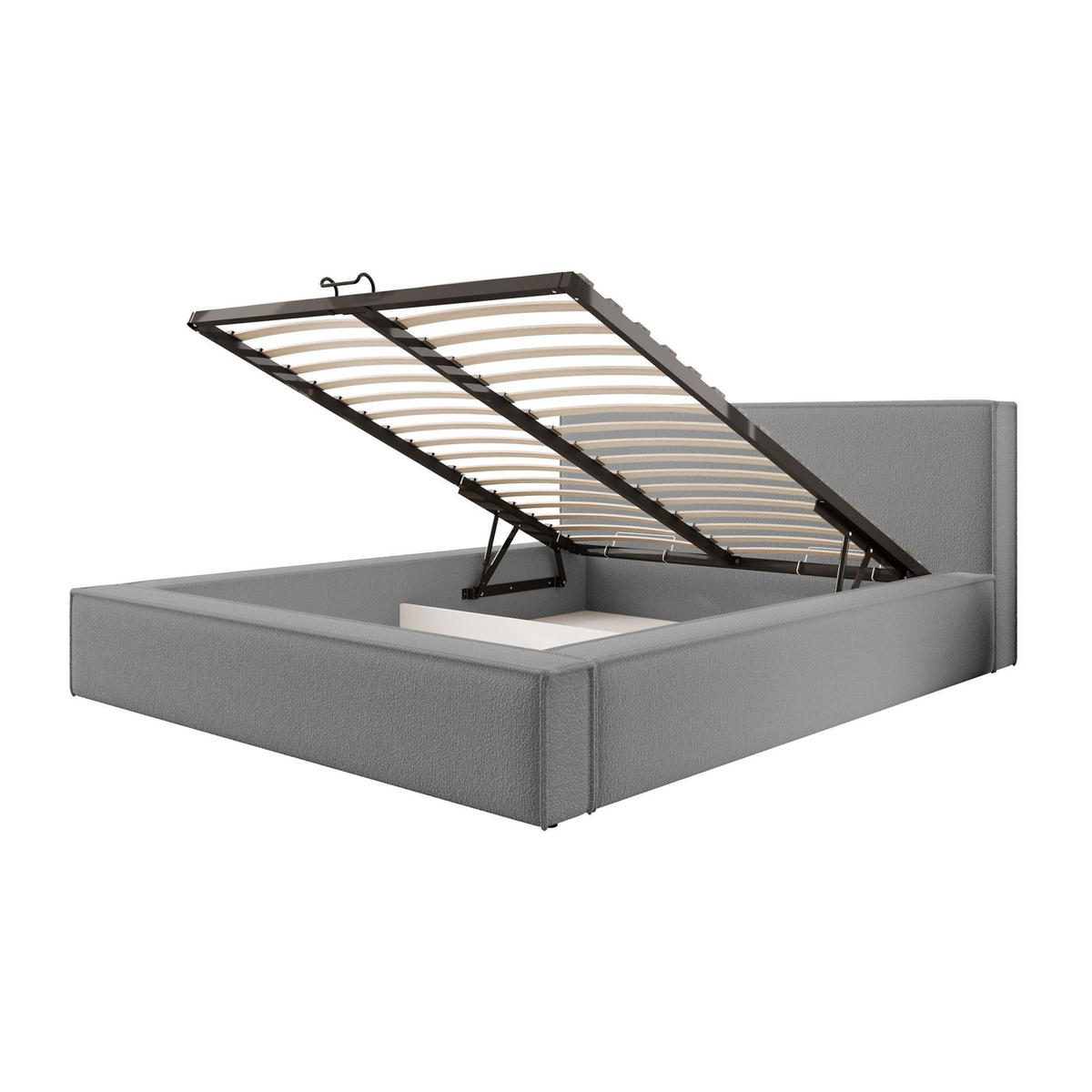 POLSTERBETT Bocalio Dunkelgrau Boucle 140 cm - Dunkelgrau, Kunststoff/Textil (140/200cm) - Selsey