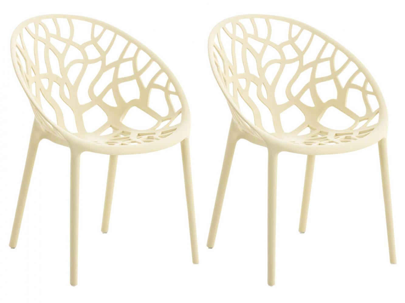 GARTENSTUHL 2er Set Kunststoff creme - Creme, Kunststoff (59/80/60cm) - CLP