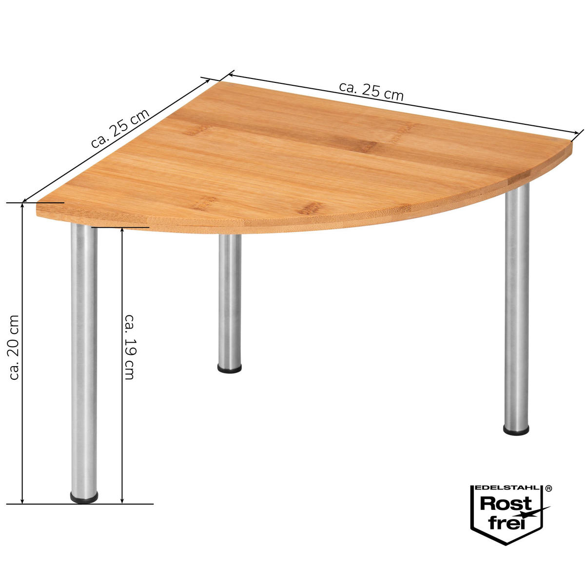 BAMBUS-ECKREGAL, Bambus mit Edelstahl - Braun, Holz (25/20/25cm) - bremermann