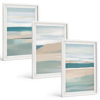 BILDER SET 3er Set - 40x60 cm Weißer Rahmen - Abstrakte blaue Landschaften - Weiß, Kunststoff (40/60cm) - TULUP