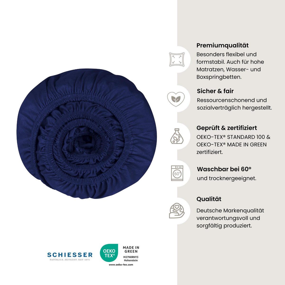 SPANNBETTLAKEN Flexi - 95/5 - 100 x 200 cm - Dunkelblau - Dunkelblau, Textil (100/200cm) - SCHIESSER