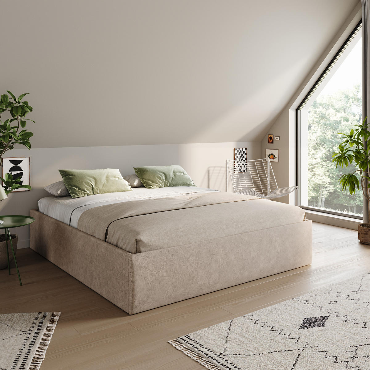 POLSTERBETT mit Stauraum & H2 Matratze 200x200 cm in Beige - Beige, Textil (200/200cm) - Home Collective