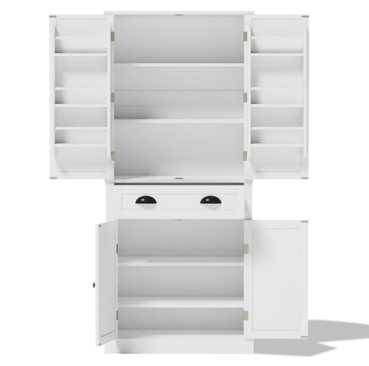 BUFFETSCHRANK 80/40/182 cm mit 4 Türen, 1 Schublade und verstellbaren Einlegeböden, vielseitiger Stauraum, Weiß - Weiß, Holzwerkstoff (80/182/40cm) - Redom