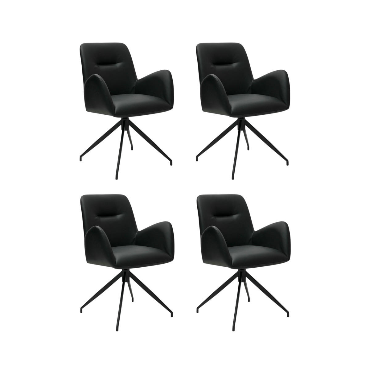 ARMLEHNSTUHL-SET 4 Stück in Kunstleder Schwarz - Schwarz, Textil/Metall (61/86/64cm) - Furnhouse