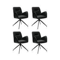 ARMLEHNSTUHL-SET 4 Stück in Kunstleder Schwarz - Schwarz, Textil/Metall (61/86/64cm) - Furnhouse