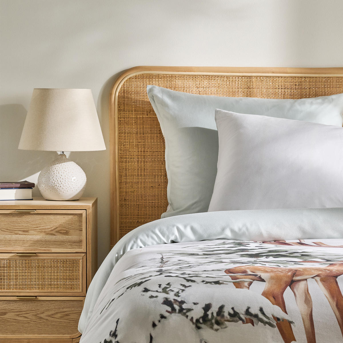 BETTWÄSCHE Satin HIVROSI, 160x200 cm, Beige, Winter Weihnachten Bettbezug, Weihnachtsdeko, Christmas, Weihnachtsmotiv - Beige, Textil (160/200cm) - home&you