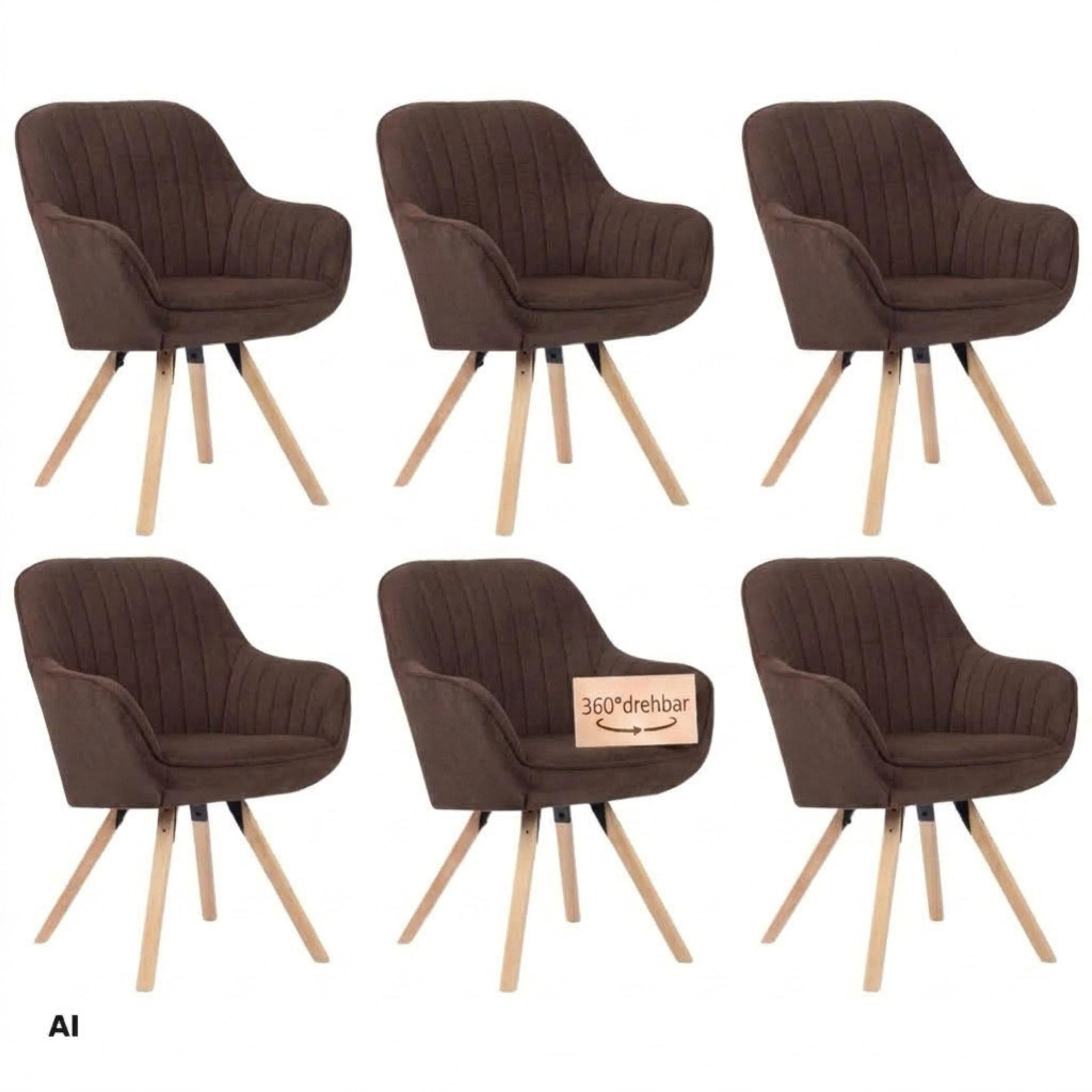 ESSZIMMERSTÜHLE Matera 6er-Set - Braun/Naturfarben, Naturmaterialien/Textil (59/89/61cm) - Mr. Deko