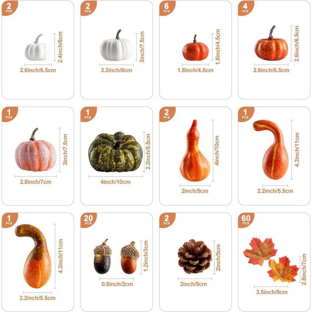 DEKO-SET Herbst 102-teiliges Set - Multicolor, Kunststoff (10cm)