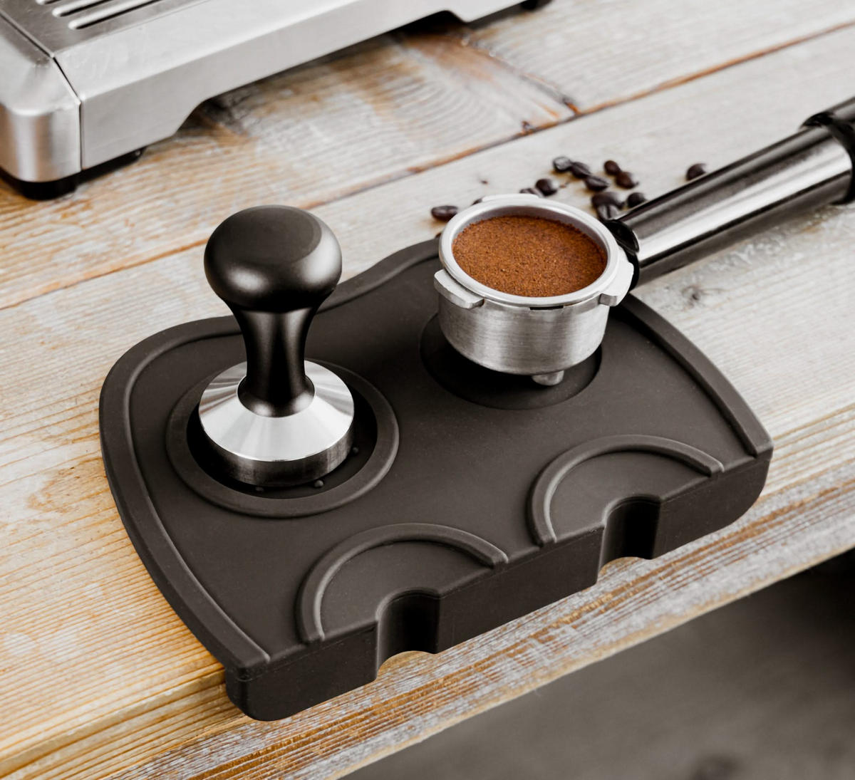 KAFFEEDAMPFER Tamper Mat - Silikon - Schwarz - Schwarz, Keramik (21cm) - Jay Hill