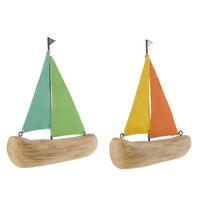 DEKO SEGELSCHIFF (2ER SET) - Multicolor, Holz (4/19.5/14.5cm) - J-Line