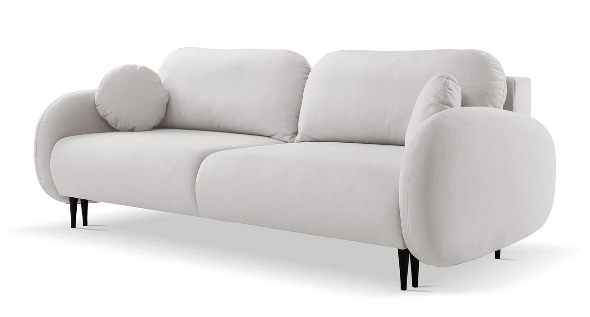 SCHLAFSOFA Bafra Creme Velours - Creme/Schwarz, Holz/Textil (232/92/102cm) - Selsey