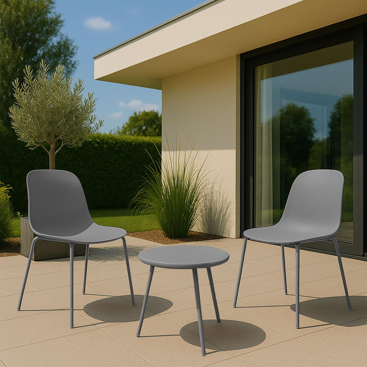 GARTENSITZGRUPPE Kunststoff Dunkelgrau - Dunkelgrau, Kunststoff - CLP