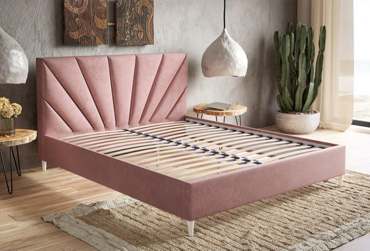 Sepro Meble BETT Rosa LUXO 3 Gepolstert Auf Hohen Holzbeinen 140x200 cm jetzt nur online ➤