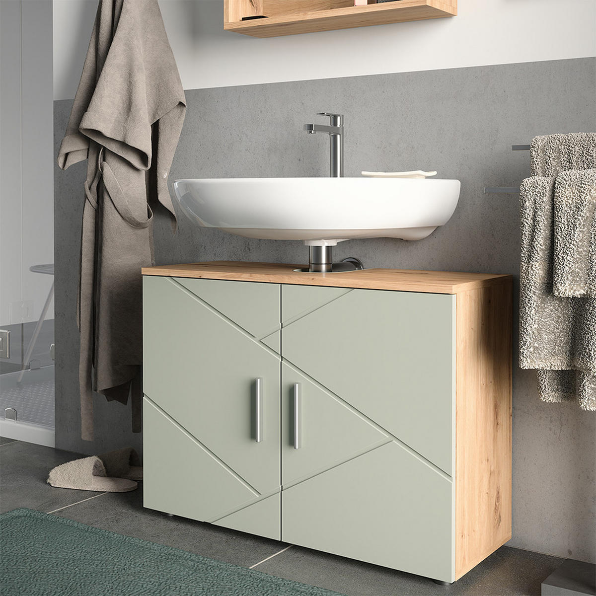 ZÁKLADNÍ SKŘÍŇKA POD UMYVADLO Irma Šalvějově zelená - šalvějově zelená, kompozitní dřevo (80/59/30cm) - Vicco