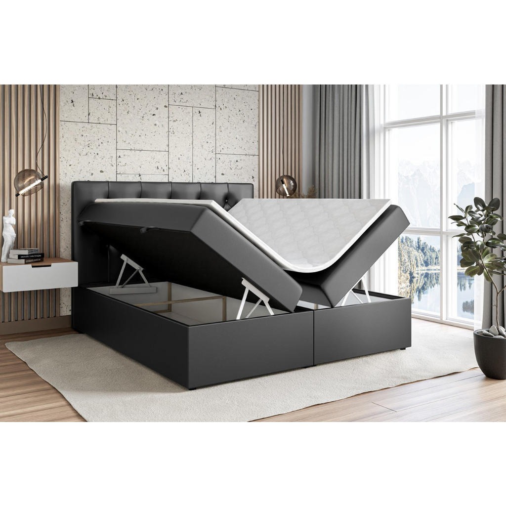 Thumbnail - Altdecor Boxbett, Schwarz Hochglanz, Holzwerkstoff, Höhe ca. 20 cm, 180x200 cm, Schlafzimmer, Betten, Boxspringbetten