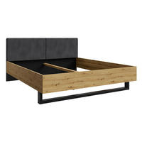 DOPPELBETT Upsala graphit / Eiche Artisan 165 / 98 / 211cm - Eichefarben/Graphitfarben, Holz/Holzwerkstoff (160/200cm) - Feldmann-Wohnen