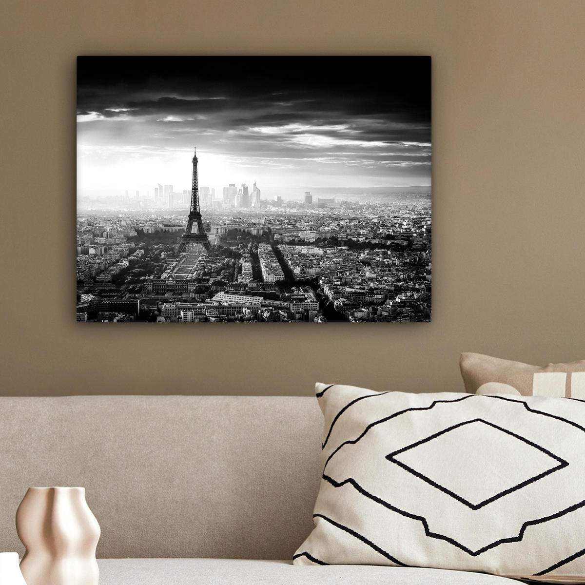 LEINWANDBILD Paris - Skyline - Eiffelturm - Stadt - Wolken 40x30 cm - Dunkelgrau, Textil (40/30cm) - MuchoWow