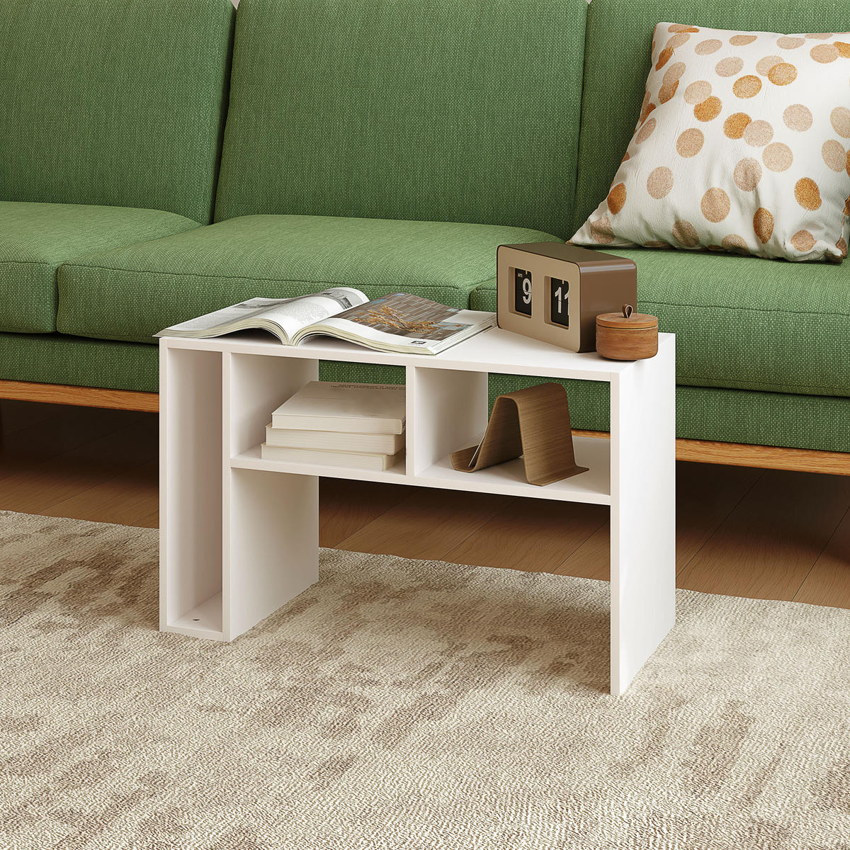 BEISTELLTISCH Couchtisch mit Rollen, Weiß - Weiß, Holzwerkstoff (30/40/69cm) - HOMCOM