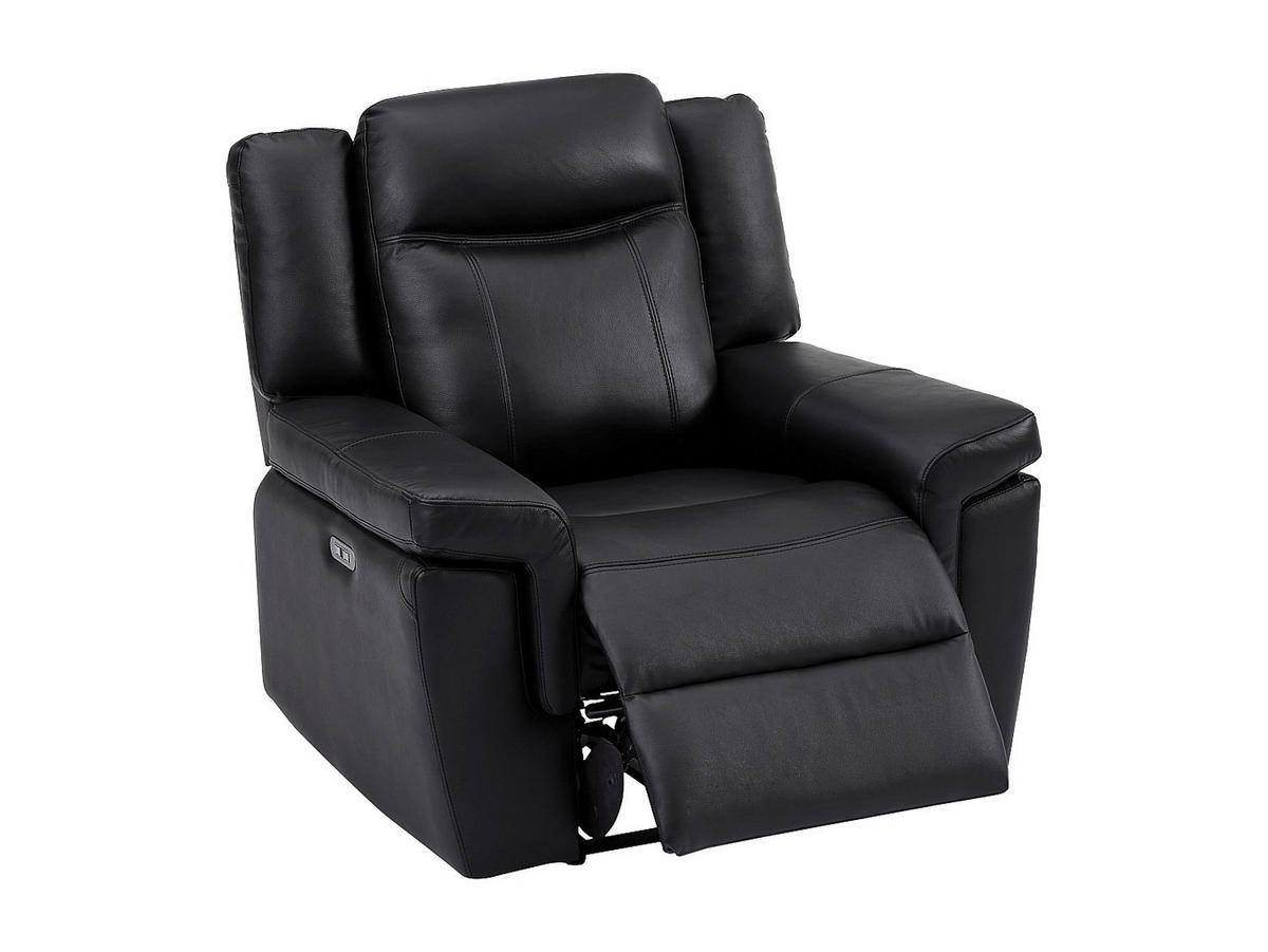 RELAXSESSEL - 1 Person - leder - schwarz Kenneth - Schwarz, Leder (97/98/93cm) - Vente-Unique