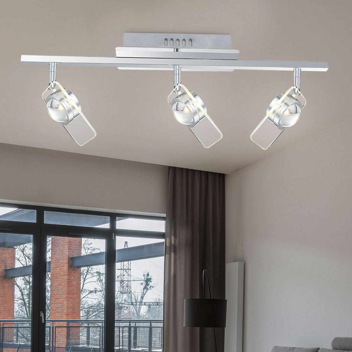 LED DECKENLEUCHTE SVEN Chrom Silber - Silberfarben, Glas (65/13/18cm) - Globo Lighting