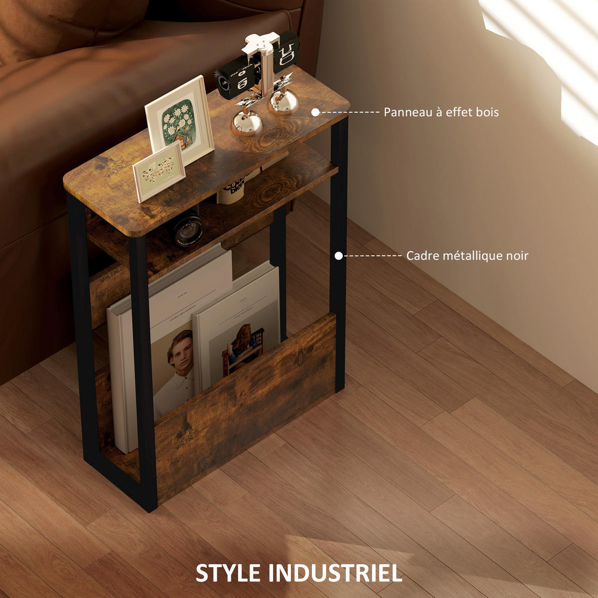 BEISTELLTISCH DE-15766 2 Etagen Rostbraun - Braun, Holzwerkstoff (46/18/58.5cm) - ComfortXL