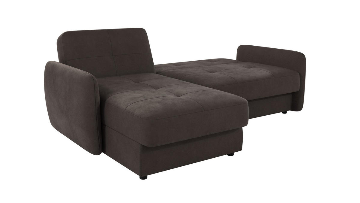 ECKSOFA Lupo Braun - Khaki Mikrofaser - Dunkelbraun/Schwarz, Holz/Kunststoff (232/147cm) - S-Style Möbel