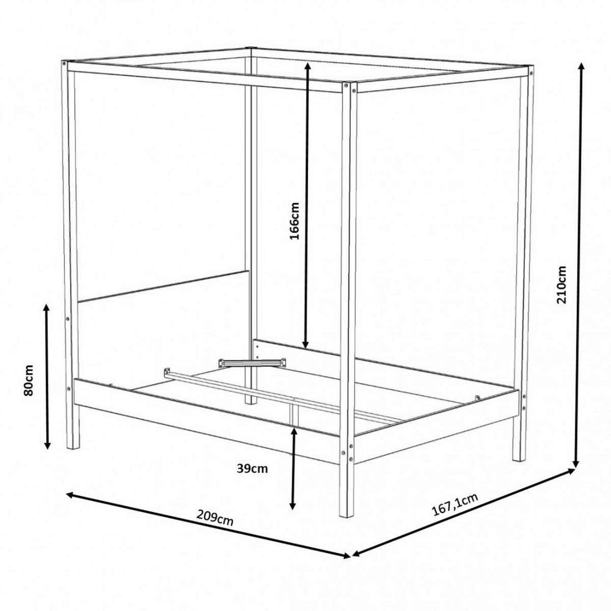 HIMMELBETT ROMANCE / Bett 160x200 - Schwarz - Schwarz, Holzwerkstoff (160/200cm) - Weber Industries