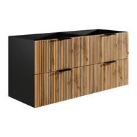 WASCHBECKENUNTERSCHRANK hängend - Streifenoptik - Holzfarben hell & Schwarz - 120 cm - MADELA - Schwarz, Holz (120/57/46cm) - Vente-Unique