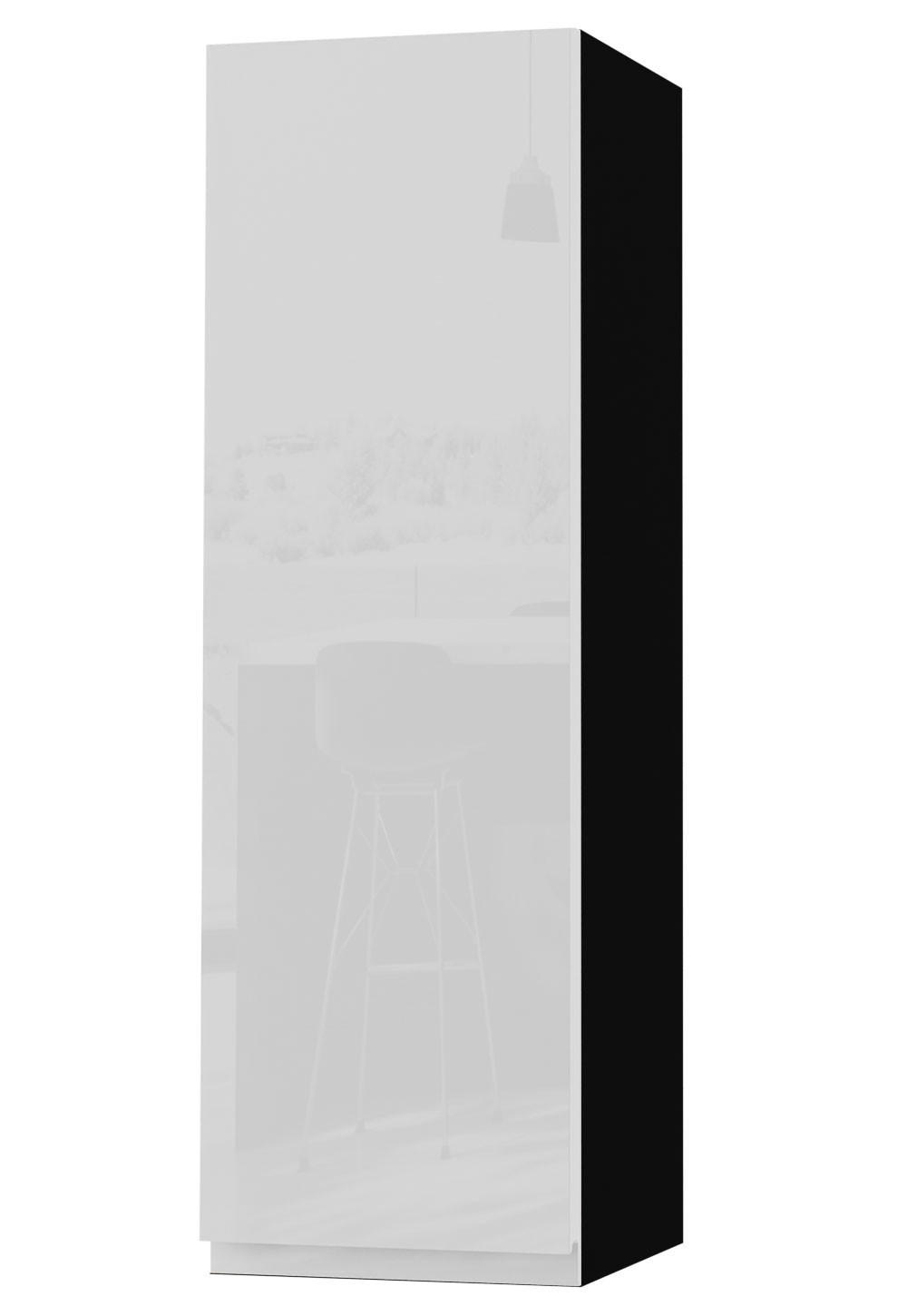 HÄNGESCHRANK Florence W4/30 Schwarz / RAL 9003 signalweiß HG 30 / 32,5 / 96cm - Türanschlag rechts - Weiß Hochglanz/Schwarz, Holz/Holzwerkstoff (30/96/32.5cm) - Feldmann-Wohnen