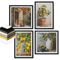 WANDBILDER 4er-Set - 50x50 cm & 40x60 cm Schwarzer Rahmen - Zitronenbäume im Topf - Schwarz, Kunststoff (50/50cm) - ArtPrintCave