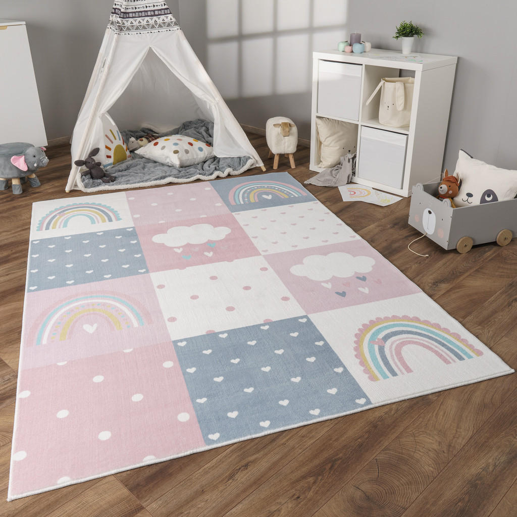 Thumbnail - Paco Home Kinderteppich, Pink, Textil, Rechteckig, 140x200 cm, strapazierfähig, für Fußbodenheizung geeignet, Teppiche &...