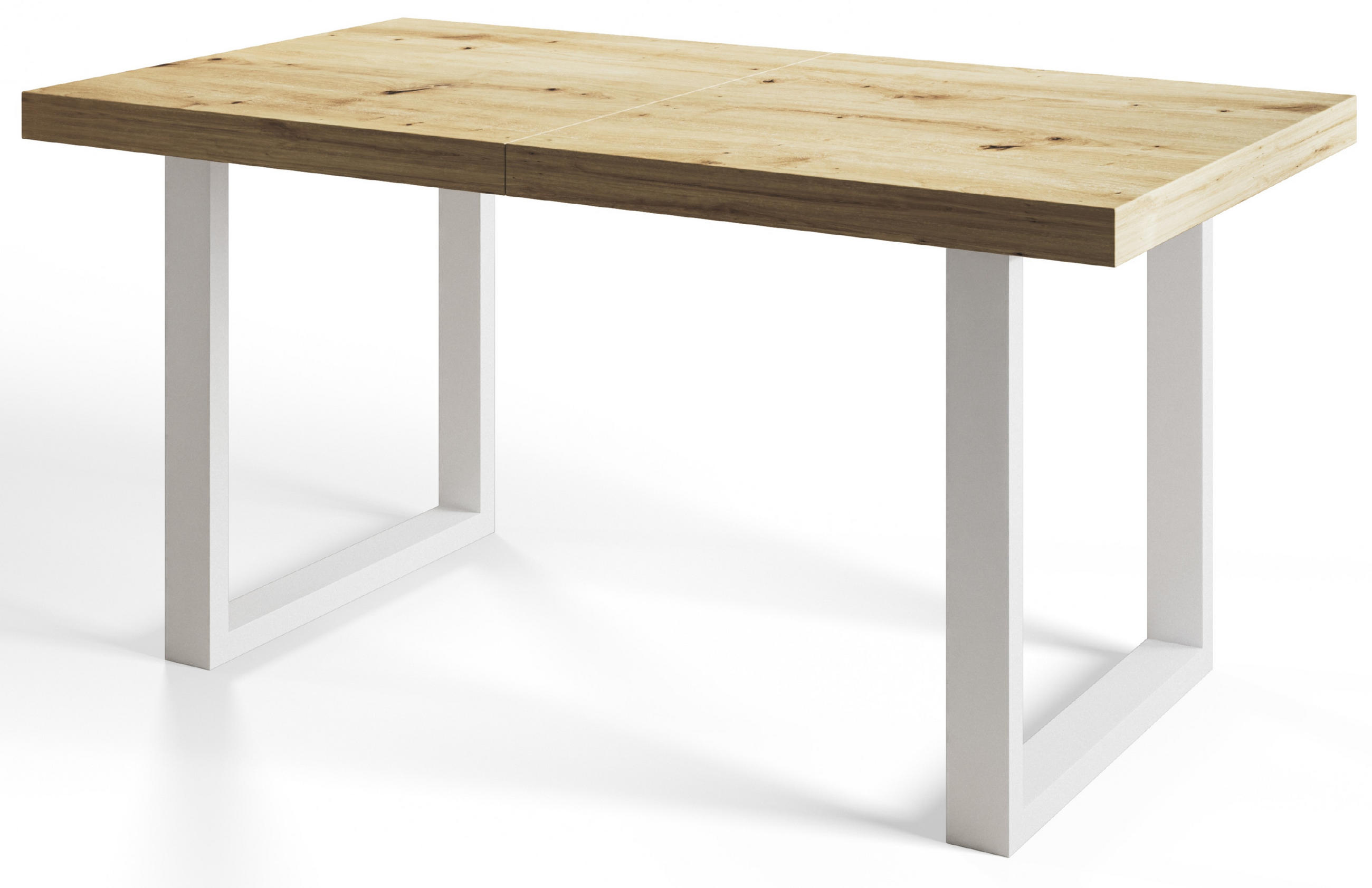 ESSZIMMERTISCH LOFT-U, ausziehbarer Tisch 140-240X80X77 cm, Farbe: ARTISAN, mit Metallbeinen in Farbe Weiß - Hellbraun/Weiß, Holzwerkstoff (140/80/77cm) - Alpi-Möbel