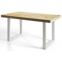 ESSZIMMERTISCH LOFT-U, ausziehbarer Tisch 140-240X80X77 cm, Farbe: ARTISAN, mit Metallbeinen in Farbe Weiß - Hellbraun/Weiß, Holzwerkstoff (140/80/77cm) - Alpi-Möbel