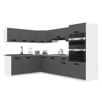 KÜCHENZEILE Italia 8 420 cm , mit Arbeitsplatten, Grau Matt - Grau, Holz (420/143/60cm) - B BELINI GROUP