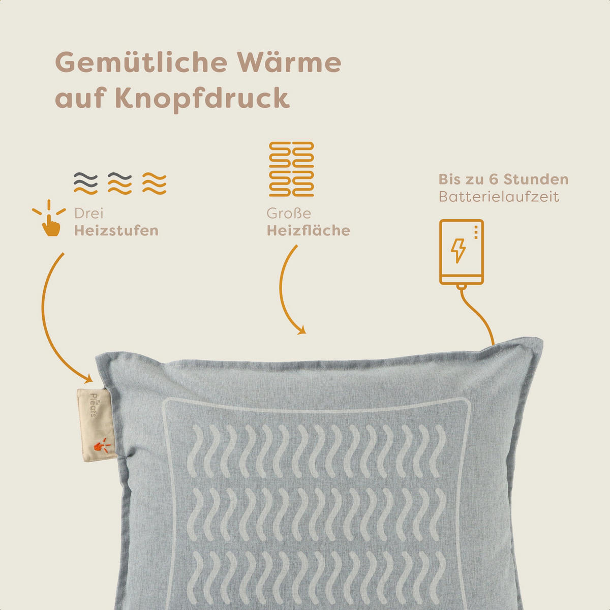 HEIZKISSEN Outdoor 45x60cm Spanich Grey - Hellgrau, Textil (45/60cm) - Pleafs