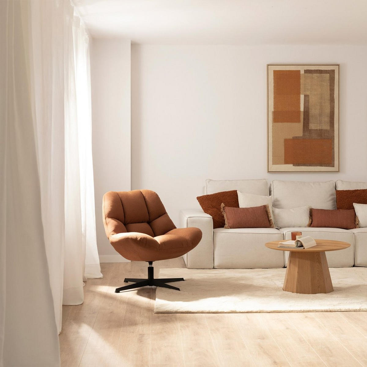 DREHSTUHL Kato Terrakotta / Orange 77 cm x 86 cm - Terracotta, Textil (77/86/80cm) - Klast Home