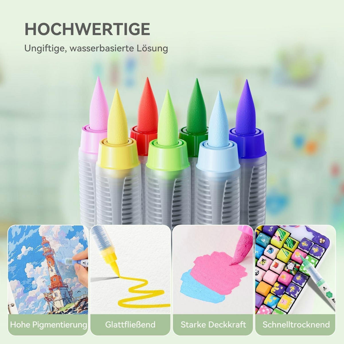 ACRYLMALSTIFTE Set 36 Farben Pinselspitze wasserfest - Multicolor, Kunststoff (9.7/22.8/15cm)
