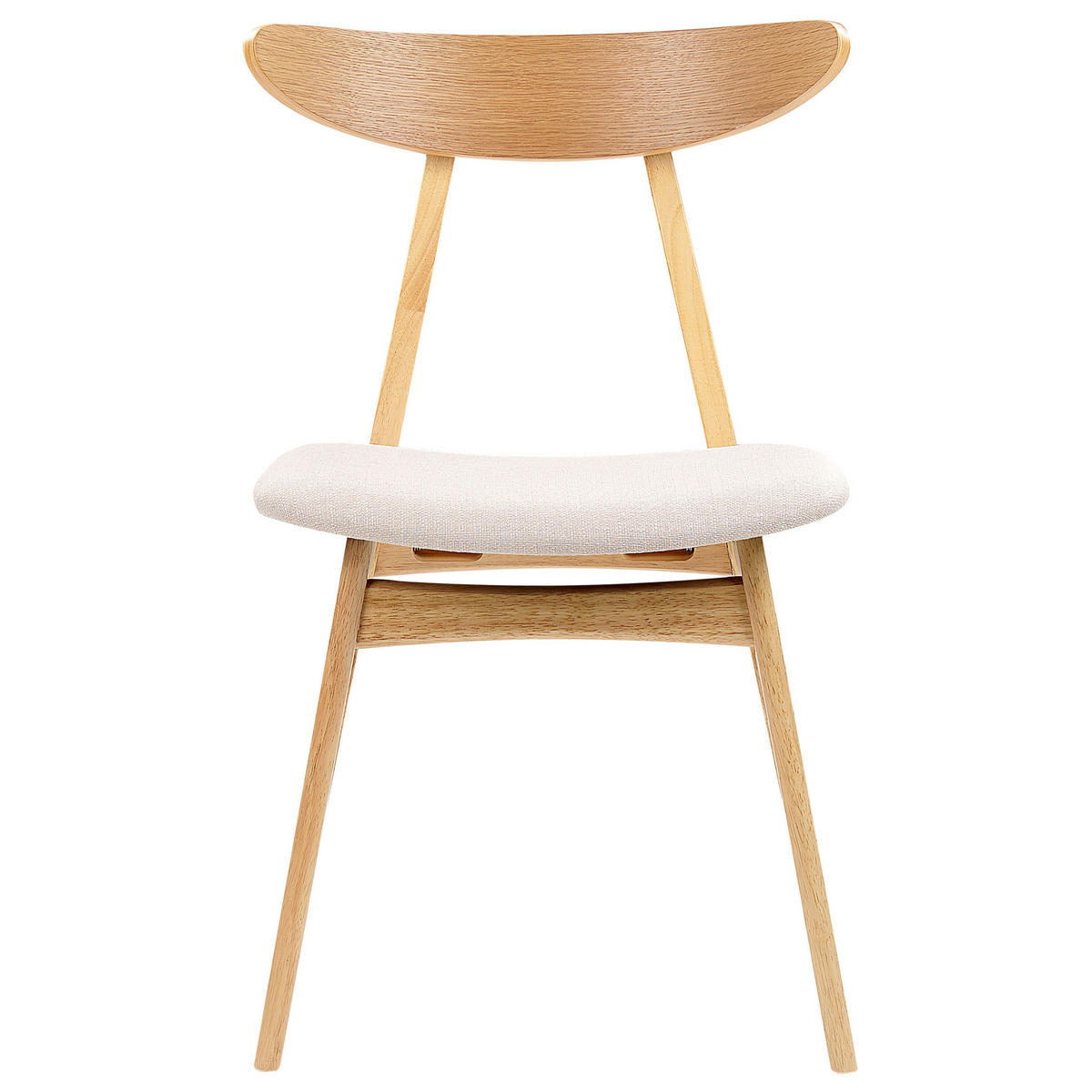 ESSZIMMERSTUHL 2er-Set Gummibaumholz Hellbraun/Hellbeige Lynn - Hellbraun, Holz/Textil (49/78/47cm) - Beliani
