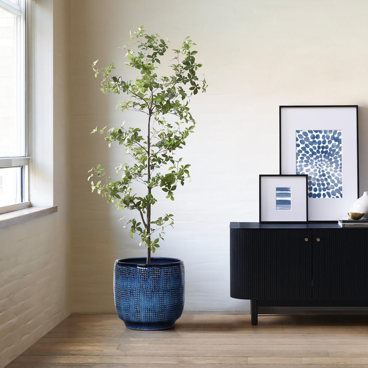 KERAMIK Blumentopf Groß, Round Übertöpfe Blau Ø30xH28 cm - Blau, Keramik (28cm) - Hometopia