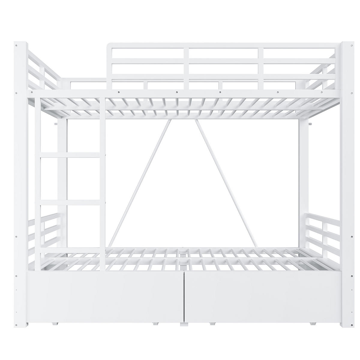 ETAGENBETT 140x200 Schubladen Leiter Weiß - Weiß, Metall (140/200cm) - FLIEKS