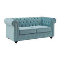 SOFA 2-Sitzer - Samt - Pastellblau - CHESTERFIELD - Hellblau, Textil (88/72/168cm) - Vente-Unique