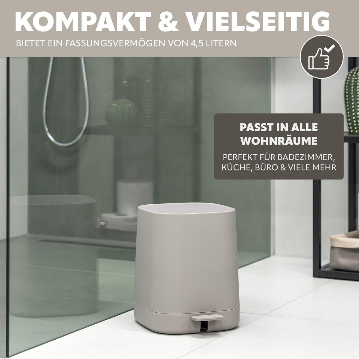 BAD-ACCESSOIRES-SET VALONA 2tlg., taupe, Kunststoff - Taupe, Kunststoff (21/25.5/21cm) - eluno